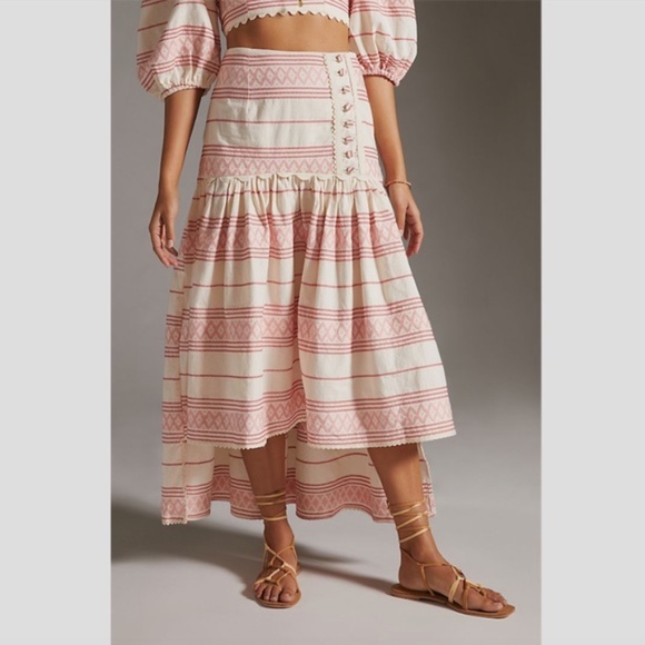 Anthropologie Raissa A-line Striped High Low Skirt size M